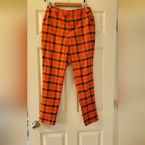 HOT TOPIC Orange Plaid Pants- Large